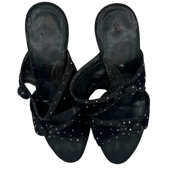 Vintage Y2K Stella McCartney Rhinestone Black Velvet Evening Heels Shoes Size 39 - Picture 7 of 12